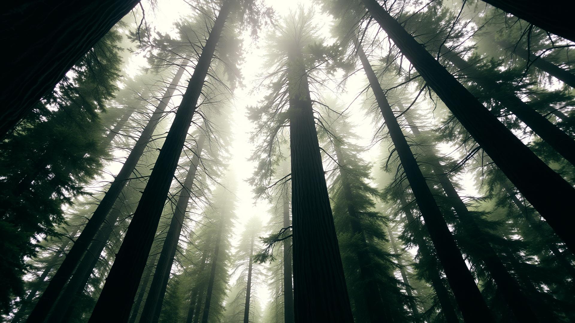 Towering redwood forest canopy